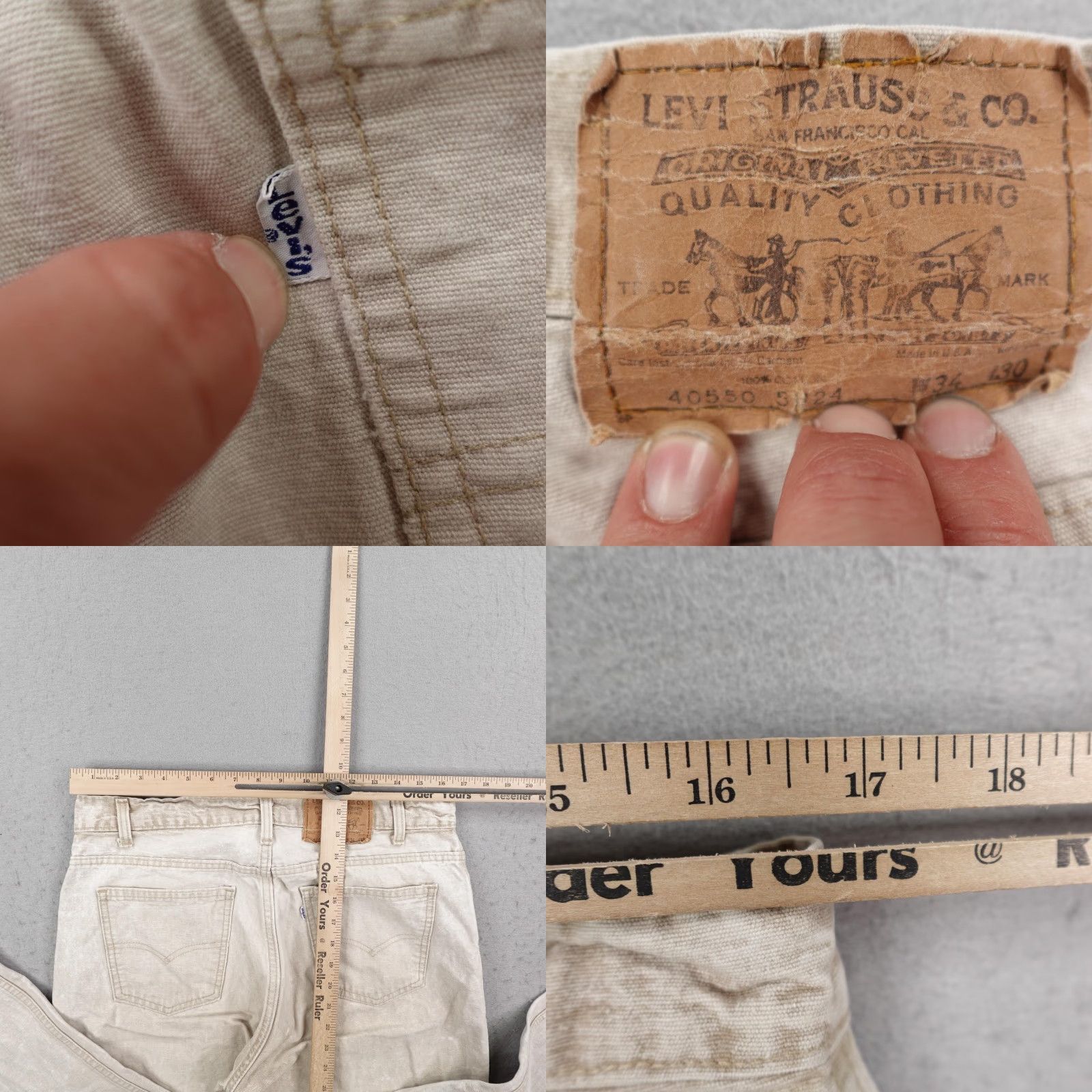 Levi's VINTAGE LevisJeans Jeans Mens 34x30 Beige Denim 550 Relaxed Fit Tapered Leg Faded 80s Size US 34 / EU 50 - 8 Thumbnail