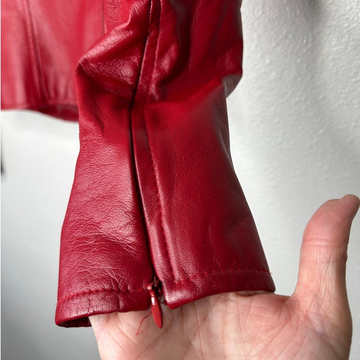 Other William B Red Leather Moto Jacket Front Zip Silk Lining S Size S / US 4 / IT 40 - 5 Thumbnail