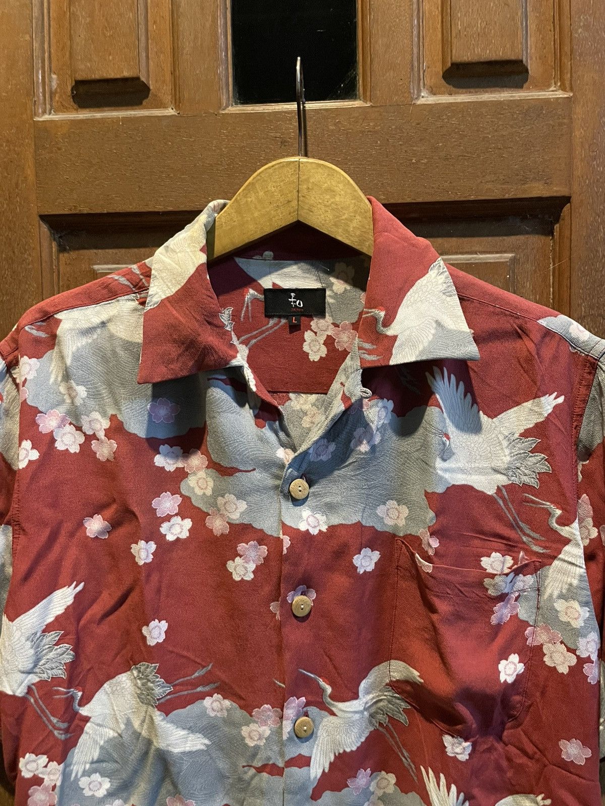 70s Rare Vintage Sukajan Bird 100% Rayon Button Shirt