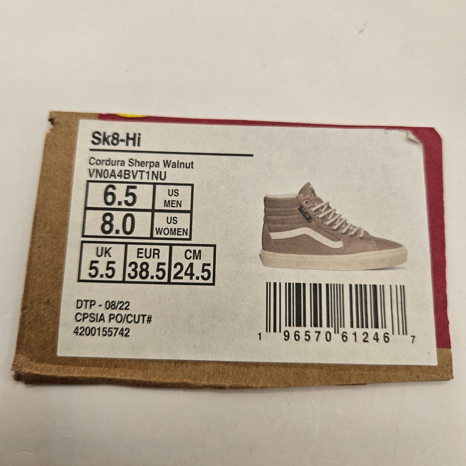 Vans VANS WOMEN'S 8 CORDURA SK8 HI SHERPA WALNUT CLASSIC SKATE Size US 8 / IT 38 - 2 Thumbnail