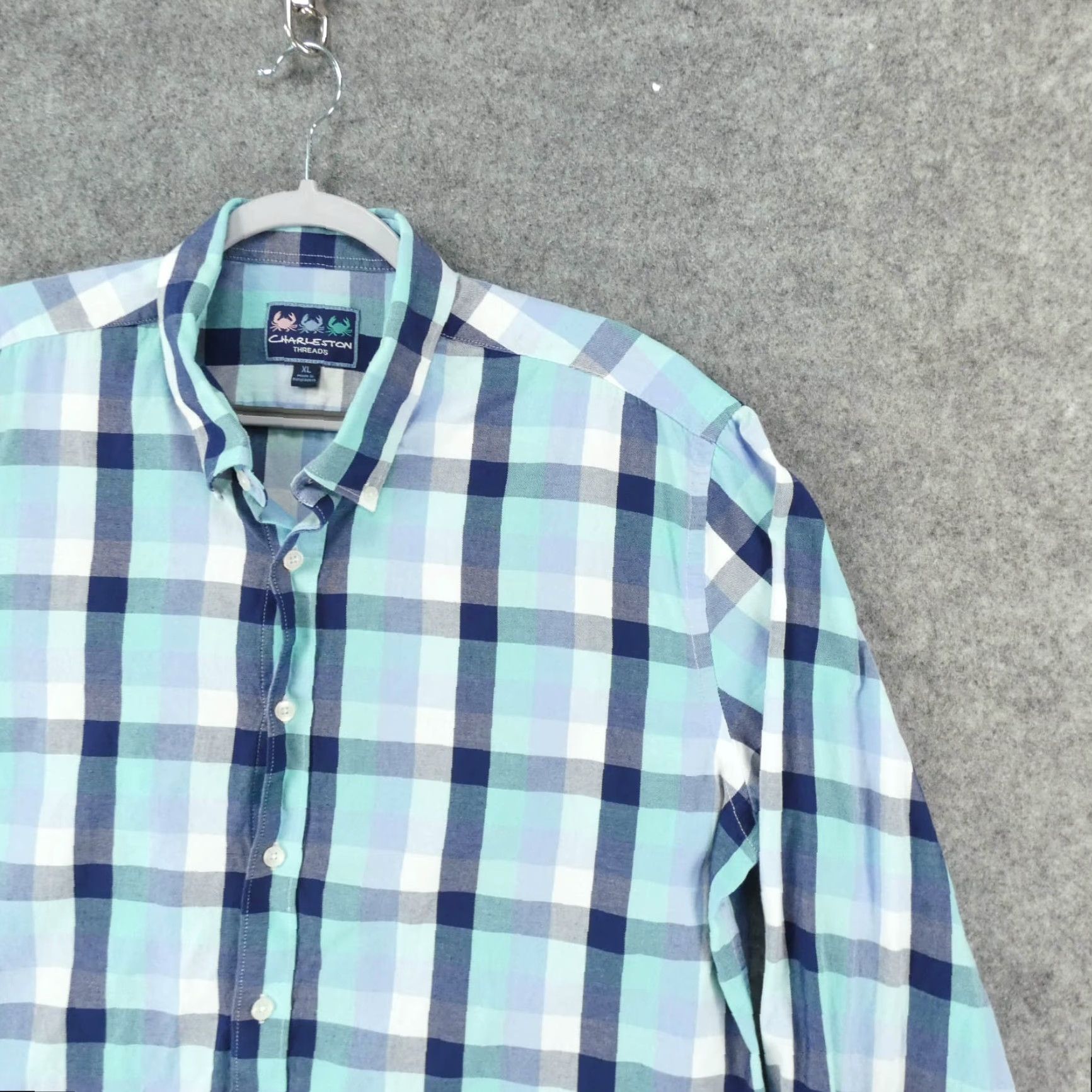 Vintage Charleston Threads Shirt Mens Extra Large Long Sleeve Button Up Blue Plaid Size US XL / EU 56 / 4 - 6 Thumbnail