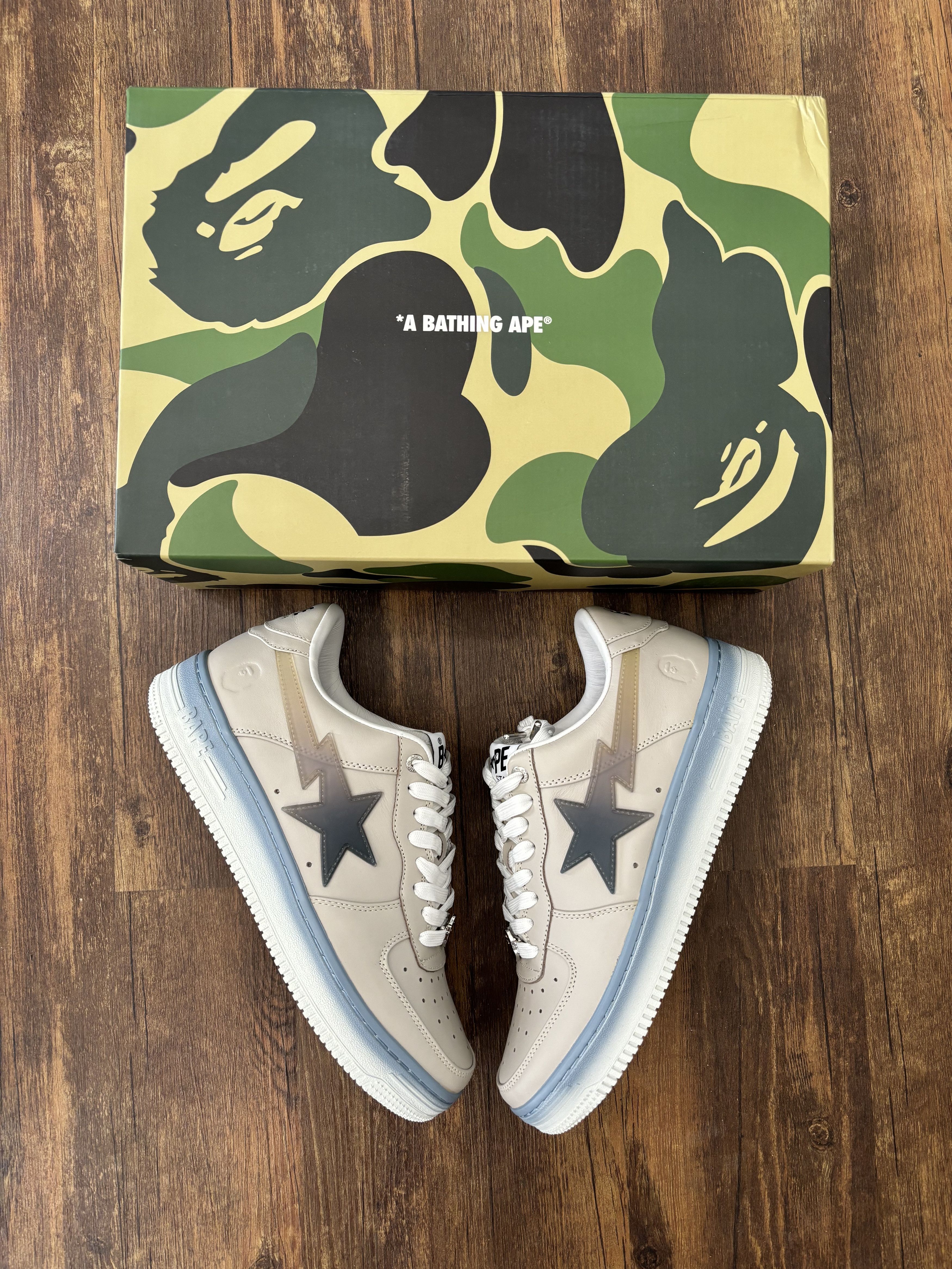 image of Bape Sta No5 Shoes in Beige/Blue, Men's (Size 9)
