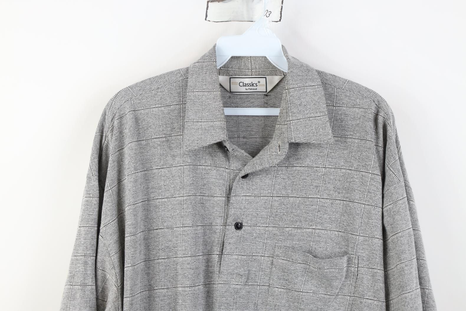 Vintage Vintage 90s Streetwear Checkered Knit Polo Shirt Gray Size US L / EU 52-54 / 3 - 2 Thumbnail