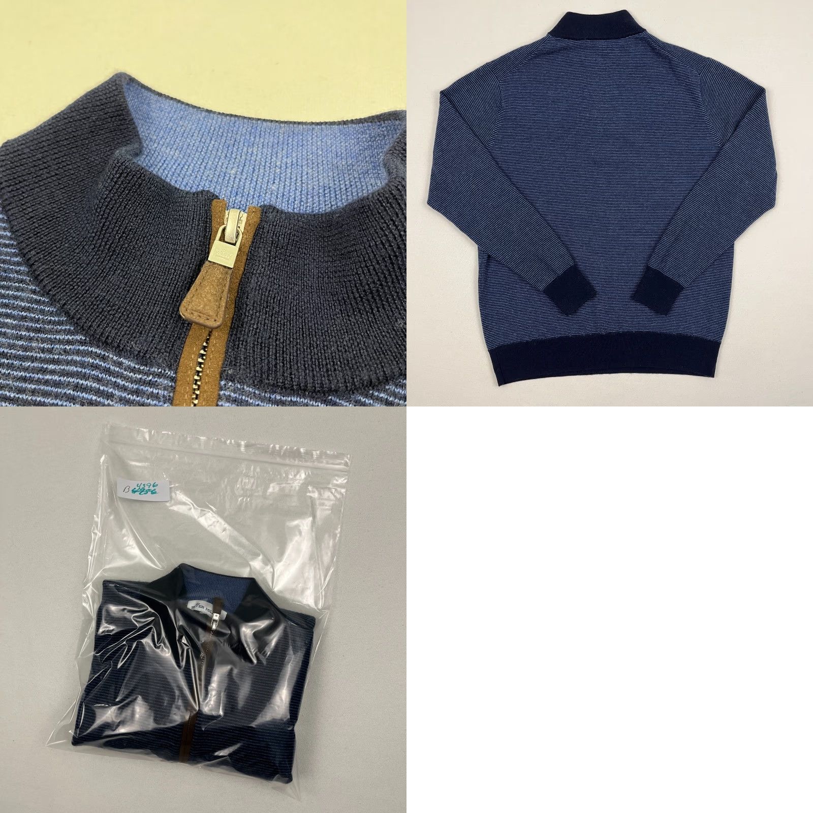Peter Millar Peter Millar Crown Sweater Men M Blue Merino Wool Needle Stripe Quarter Zip Golf Size US M / EU 48-50 / 2 - 8 Thumbnail