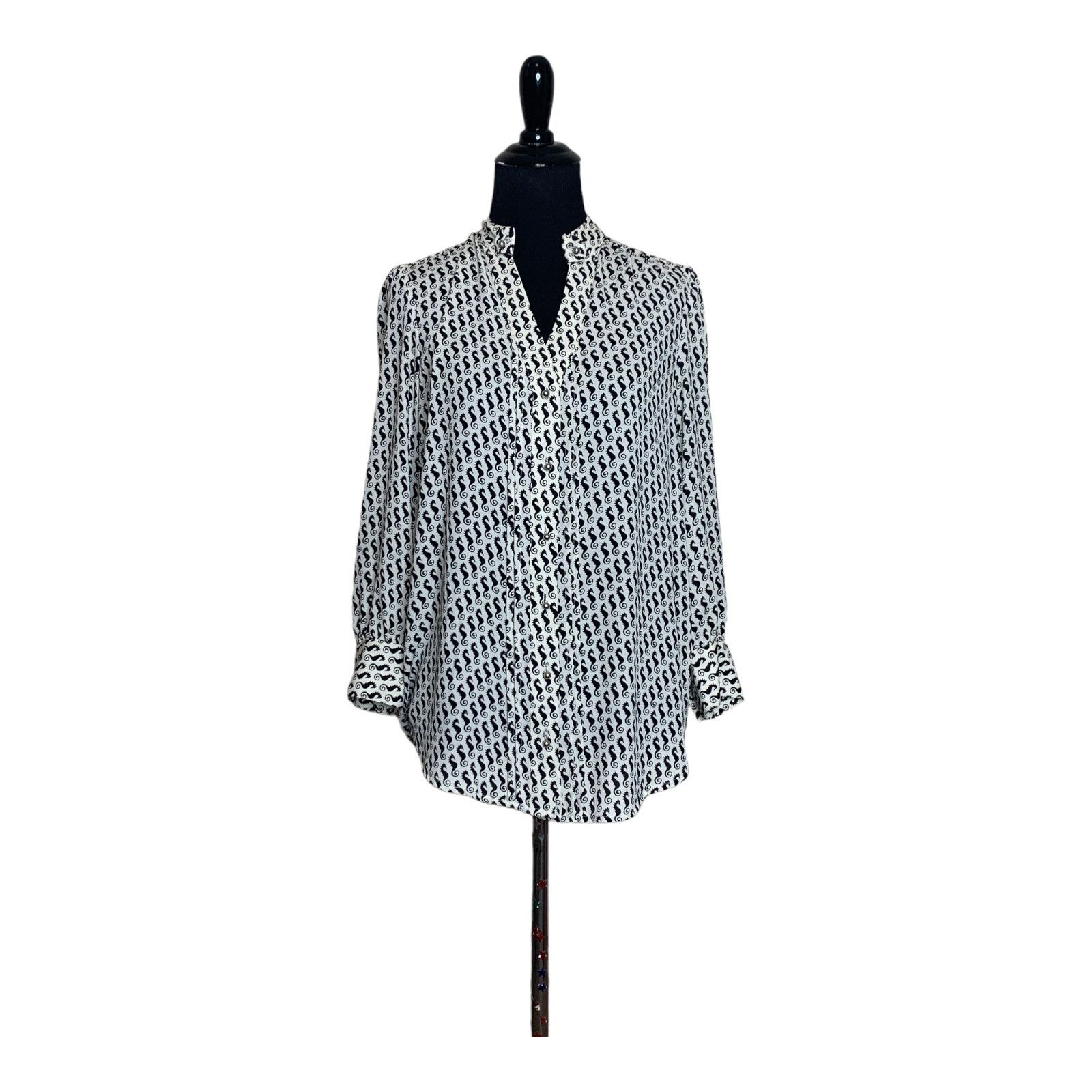 Anthropologie Moulinette Soeurs seahorse print button down blouse size 2 Size XS / US 0-2 / IT 36-38 - 13 Thumbnail