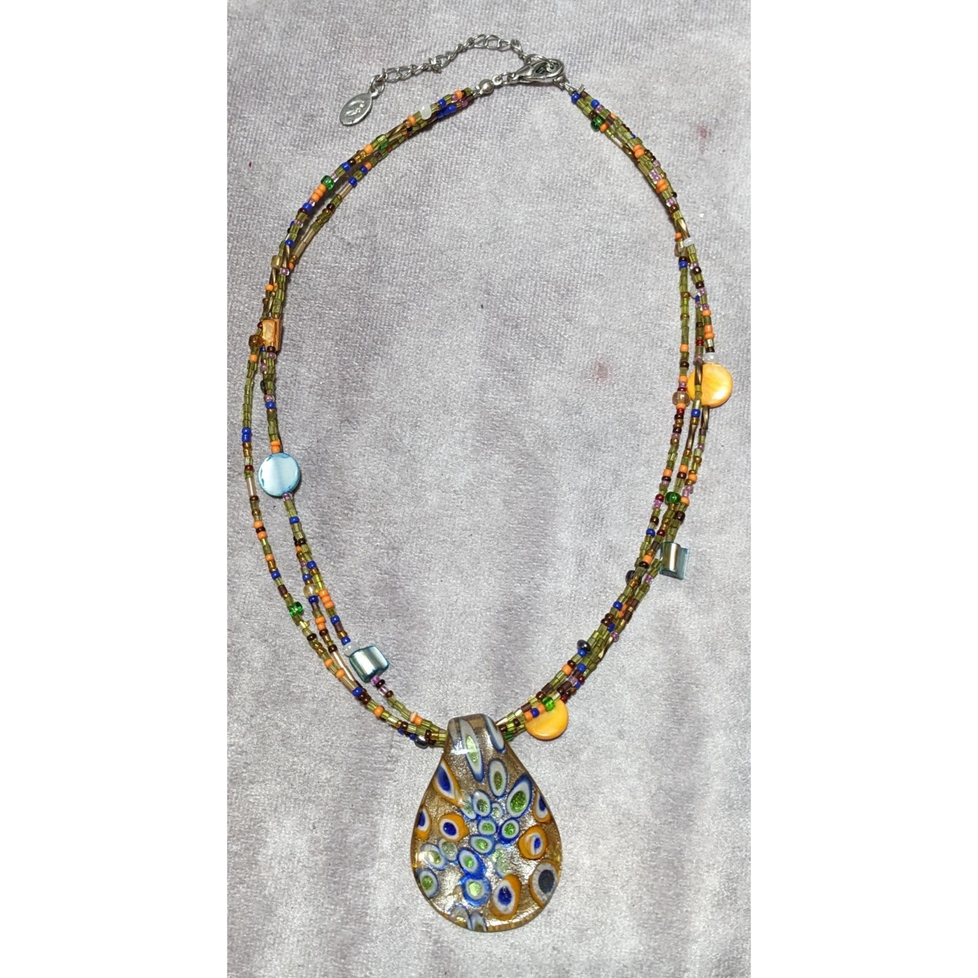 Other Retro Rainbow Glass Beaded Pendant Necklace Size ONE SIZE - 8 Thumbnail