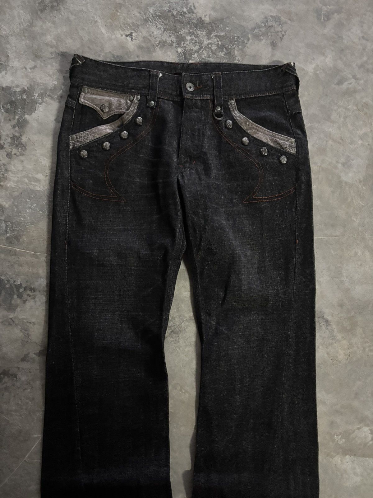 Tornado Mart FLARE NICOLE CLUB FOR MEN SNAKE SKIN POCKET TWIST BOOTCUT Size US 32 / EU 48 - 2 Thumbnail