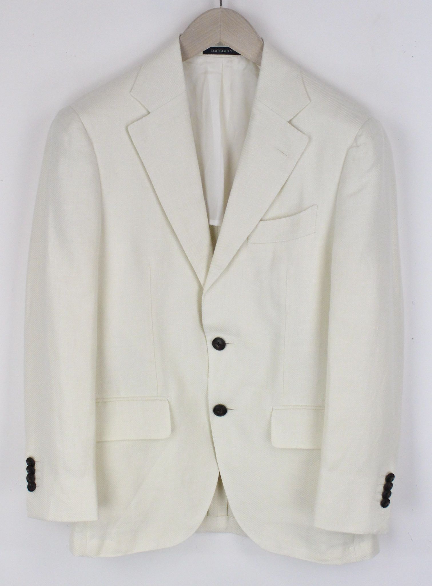 image of Suitsupply La Spalla Uk34R Off-White Linen Silk Cotton Blazer 72349 in Off White, Men's