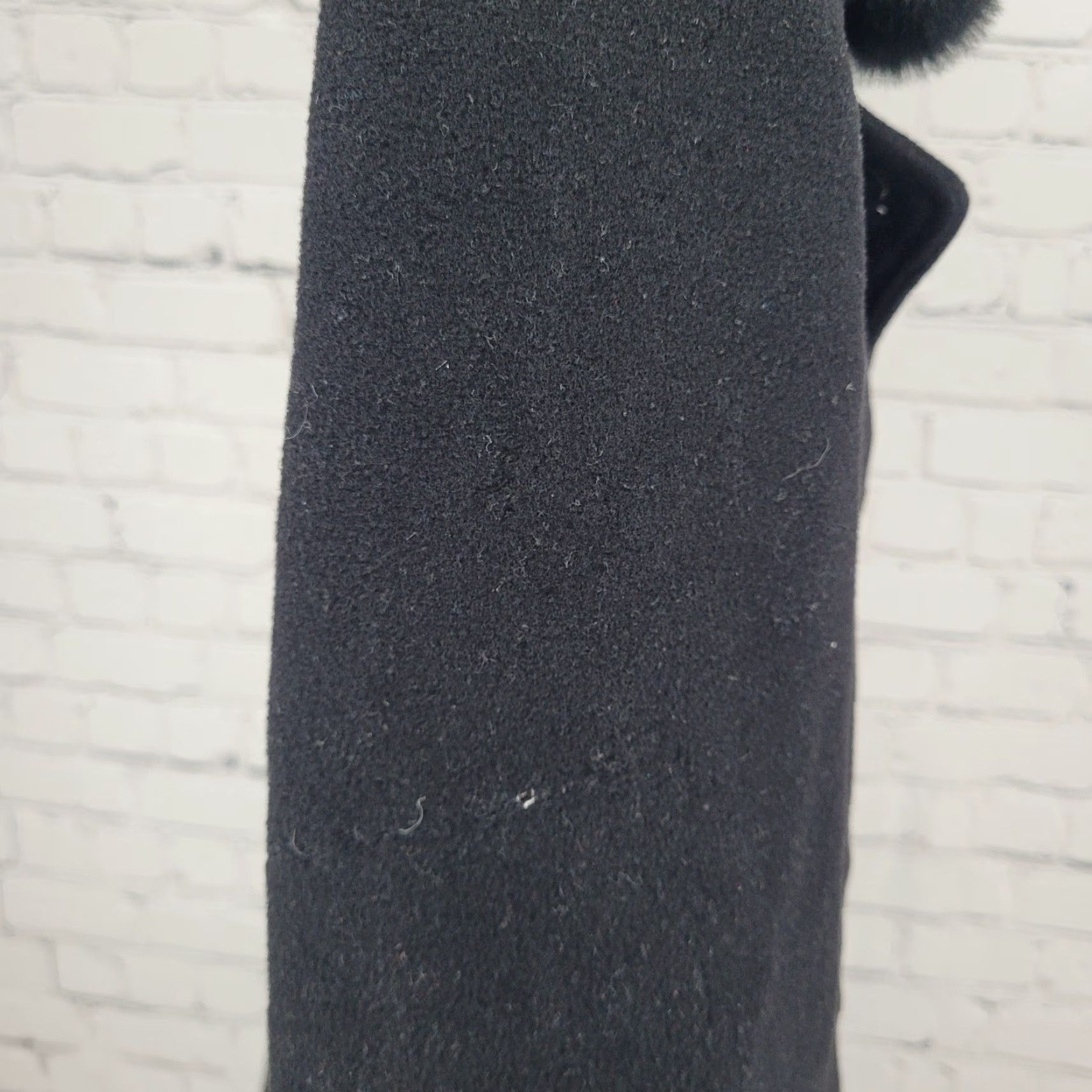 Vintage Larry Levine Black Wool & Cashmere Rex Rabbit Fur Collar Pea Coat Size Small S Womens Size S / US 4 / IT 40 - 7 Thumbnail