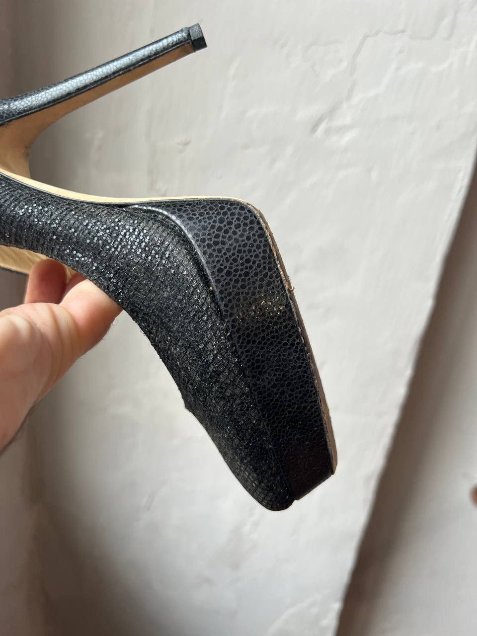 Jimmy Choo JIMMY CHOO LONDON BLACK GLITTER LOVE POINTED PUMPS HEELS 40 Size US 10 / IT 40 - 17 Thumbnail
