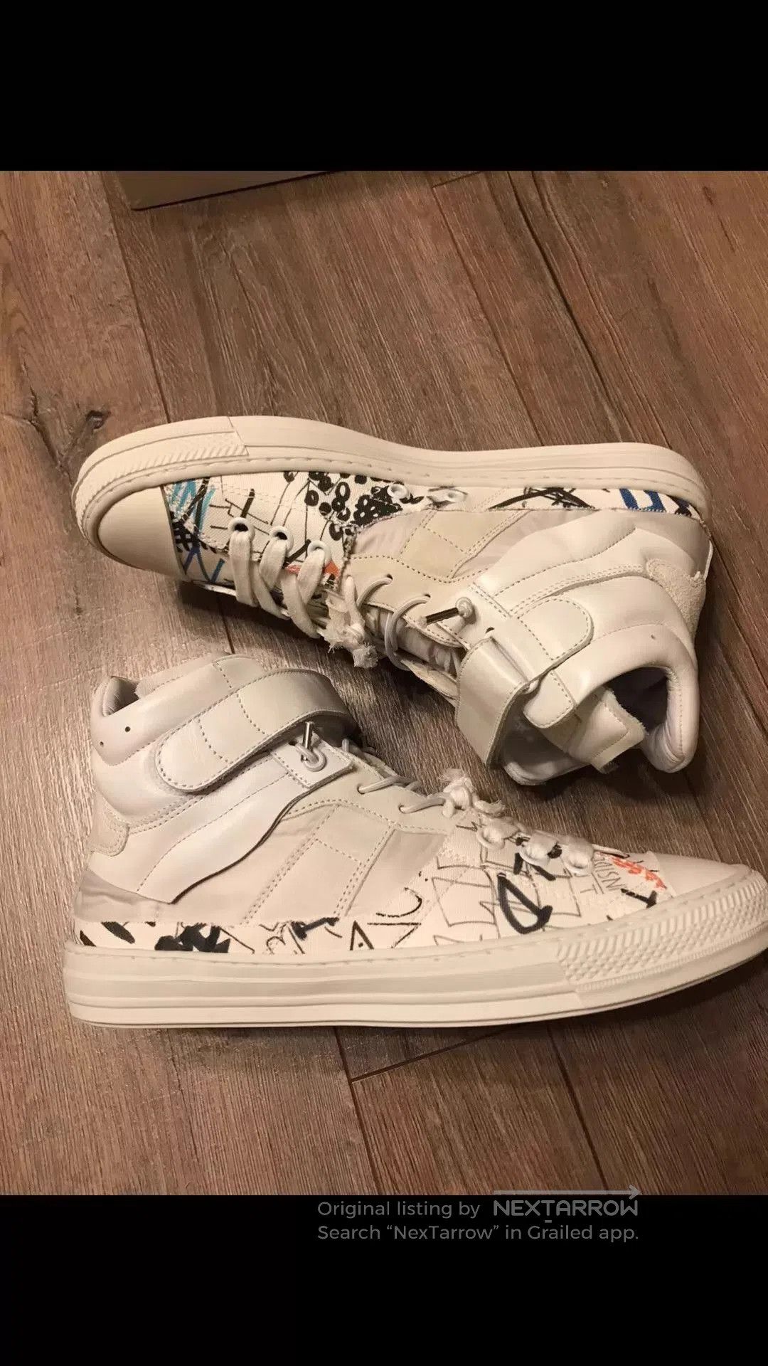 MM6 White High-Top Sneakers with Abstract Art Design Size 9. Size US 9 / EU 42 - 7 Thumbnail