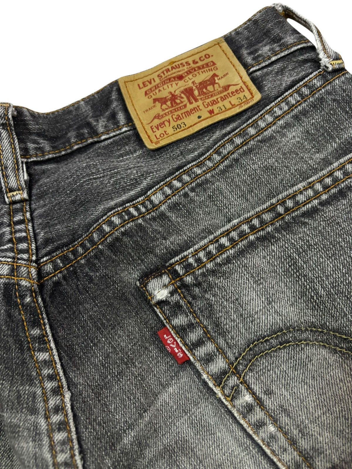 Levi's Vtg 90s Levis 503 Distressed Jeans Size US 30 / EU 46 - 6 Thumbnail