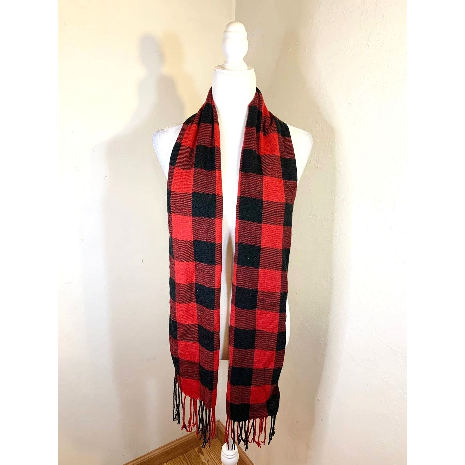 Other Womens Scarf Red Black Plaid Winter Scarf Size ONE SIZE - 1 Thumbnail