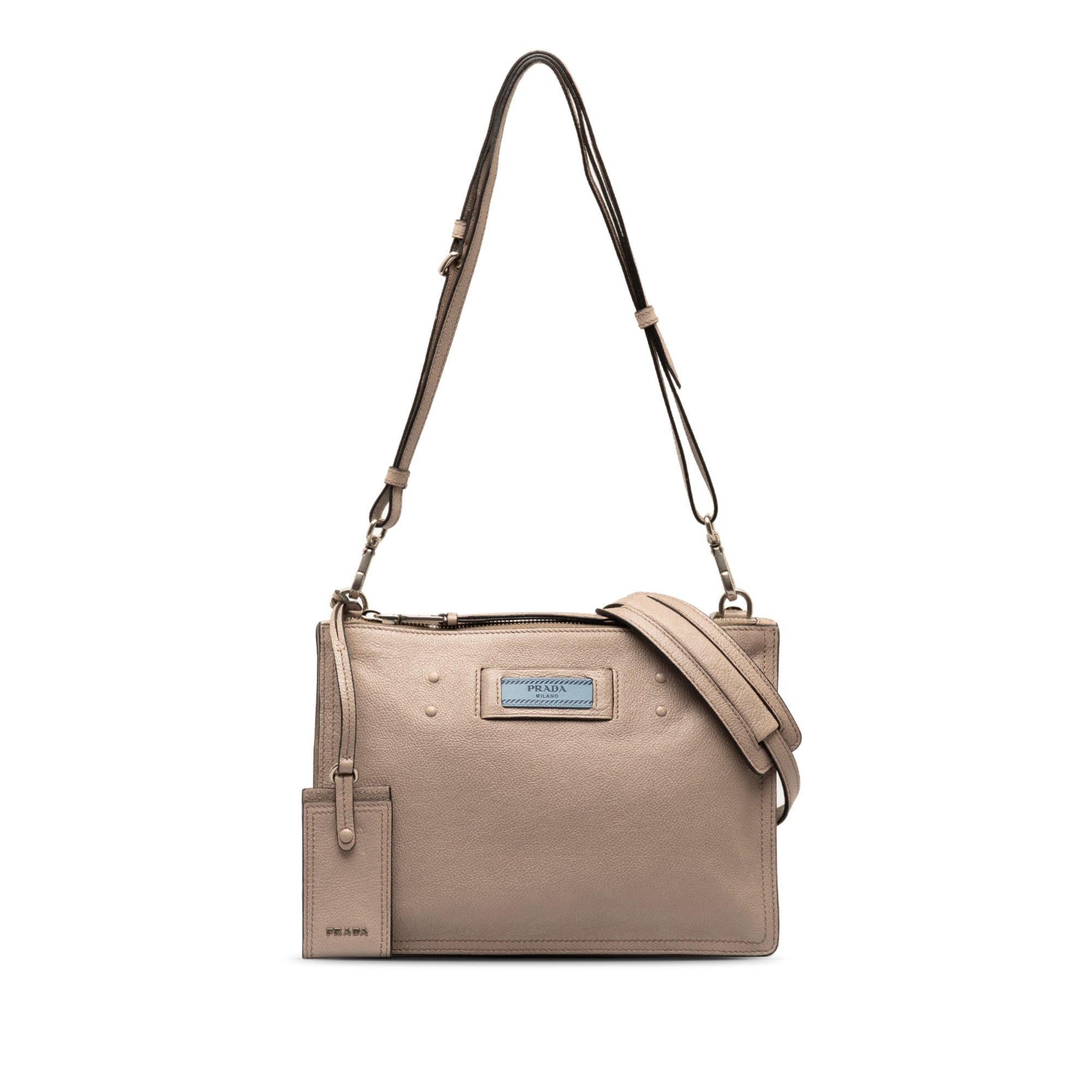 image of Prada Glace Calf Etiquette Satchel in Brown, Women's