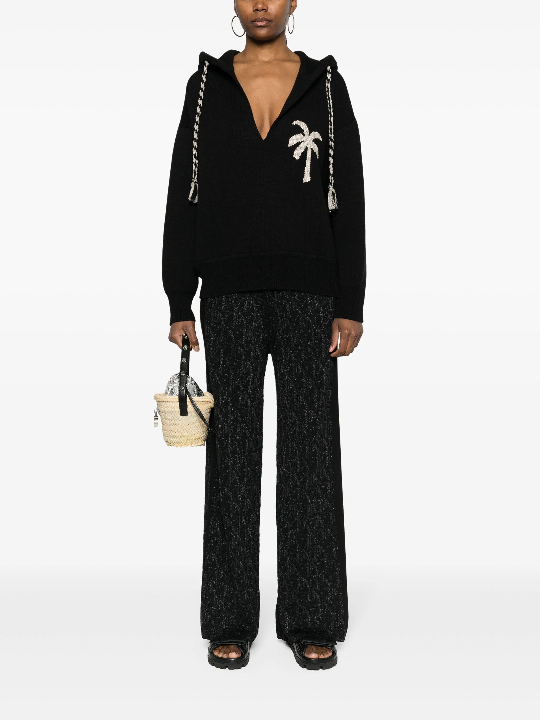 Palm Angels o1s22i1n0824 Palm Knitted Hoodie in Black Size XS / US 0-2 / IT 36-38 - 2 Thumbnail