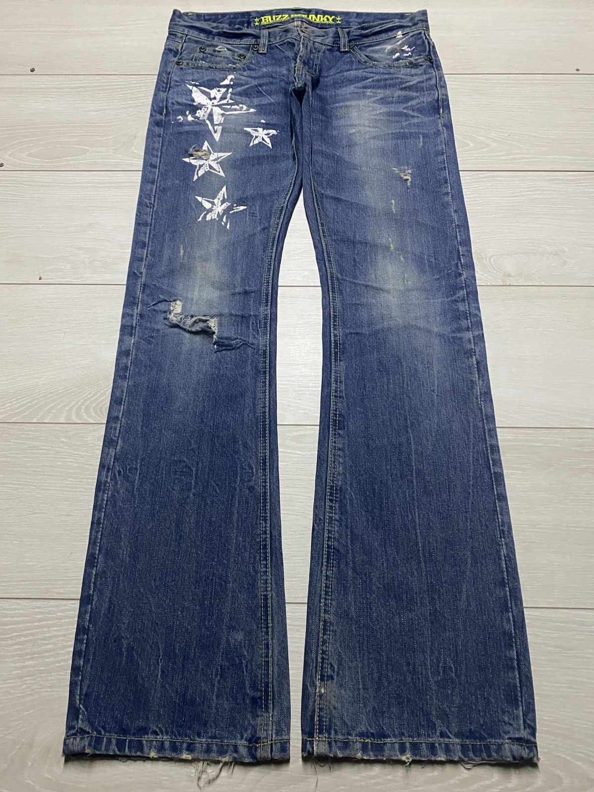 Beauty Beast Vintage Japanese Buzz Spunky Star Flare Repair Jeans Size US 32 / EU 48 - 1 Thumbnail