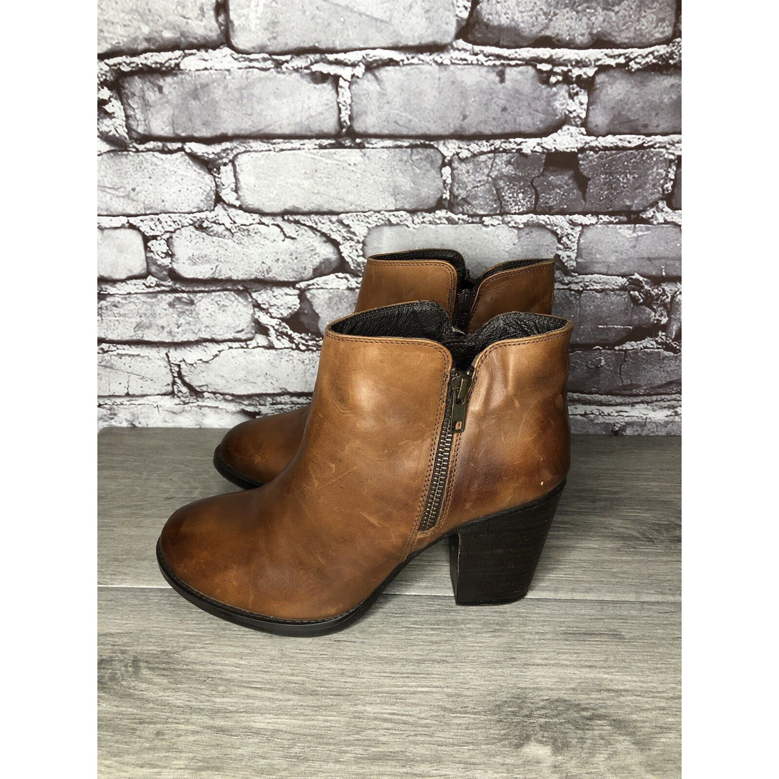 Anthropologie Krbonell Brown Ankle Double Sided Zipper Heeled Booties Boot Size US 9 / IT 39 - 16 Thumbnail