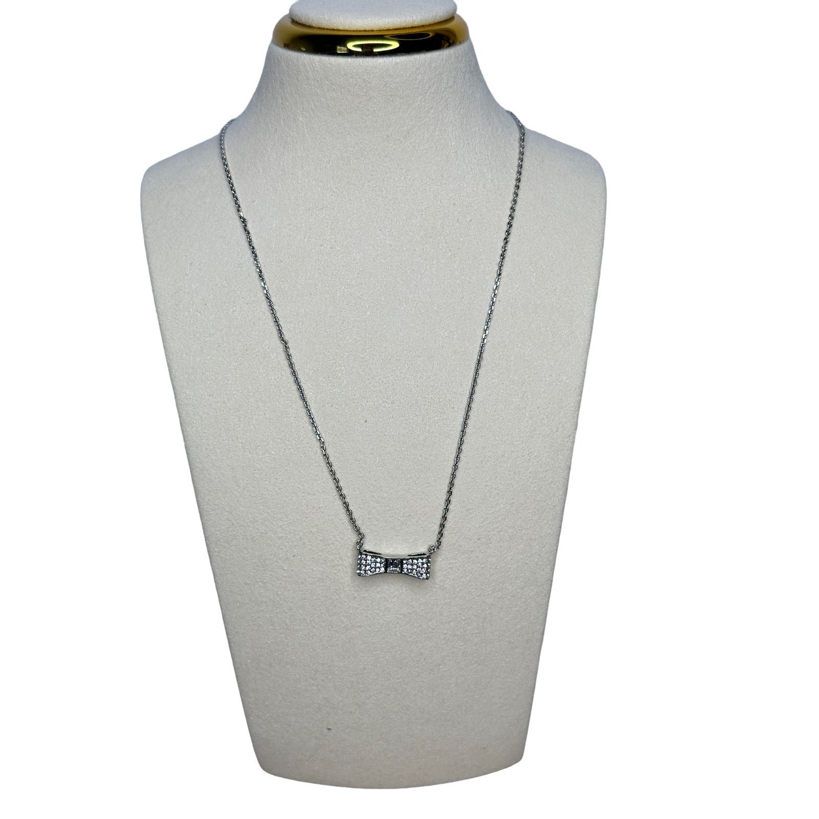 Kate Spade Kate spade ready set bow pavé mini Silver pendant necklace Size ONE SIZE - 5 Thumbnail