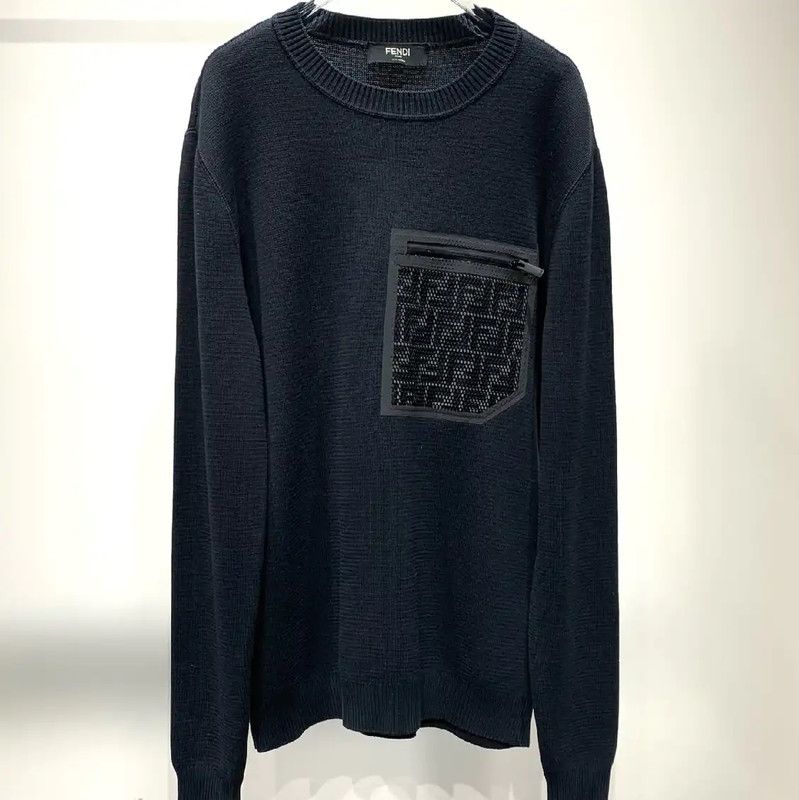 Fendi Fendi Men's Gray Wool Knit Sweater 0089 Size US L / EU 52-54 / 3 - 1 Thumbnail