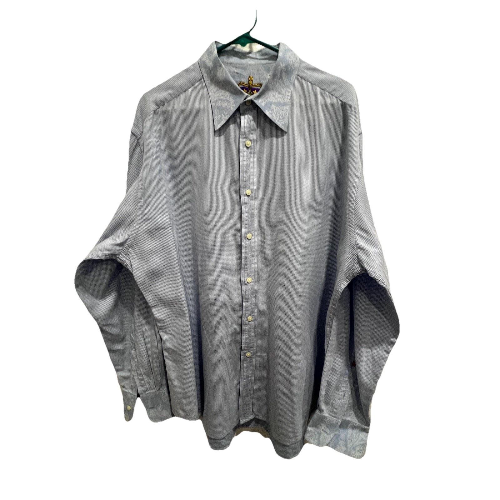 Robert Graham Robert Graham White Light Blue Geometric Paisley Flip Cuff Size US XXL / EU 58 / 5 - 1 Thumbnail