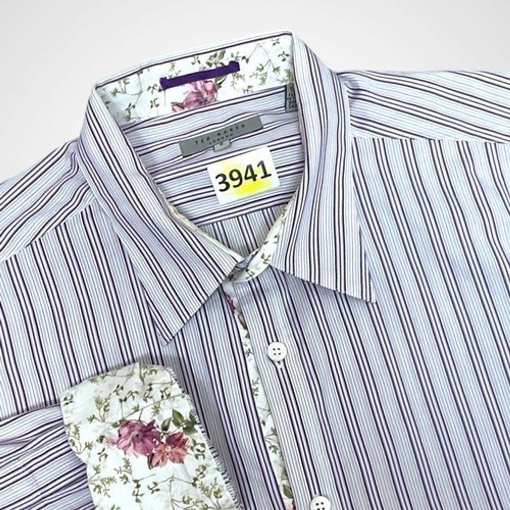 Ted Baker Ted Baker Striped Button Up Long Sleeve Shirt Men Size 5(XL) Size US XL / EU 56 / 4 - 1 Thumbnail
