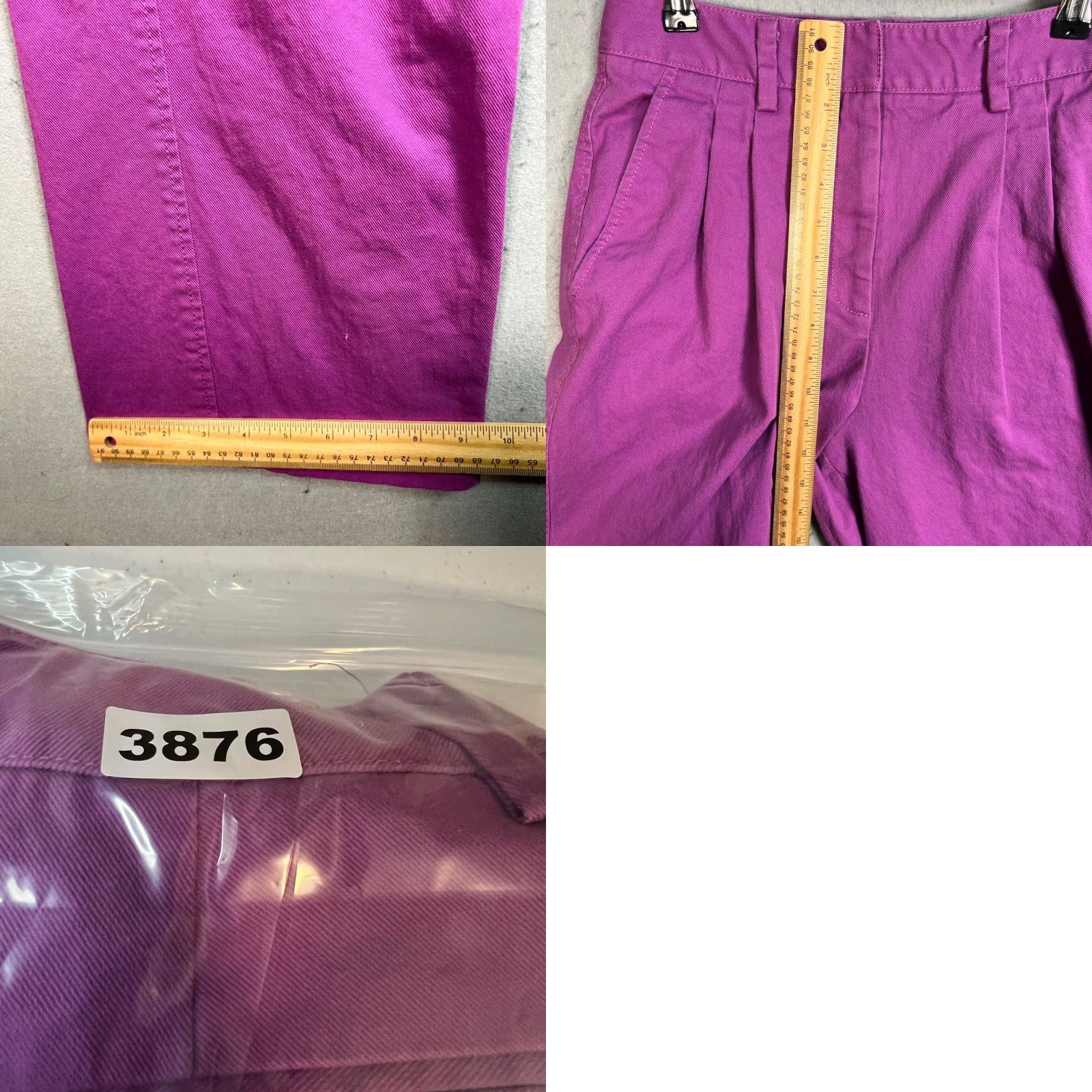 Vintage Aknvas Womens Size 6 Purple High-Waisted Pleated Cotton Blend Trousers Pants Size 28" / US 6 / IT 42 - 8 Thumbnail
