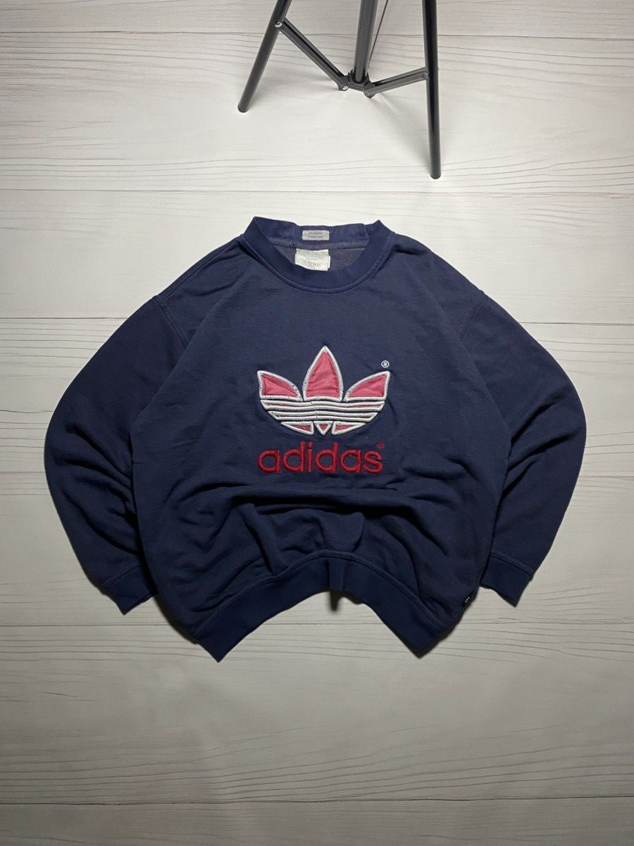 Adidas × Vintage Vintage Adidas Big Logo box fit faded oversize sweatshirt Size US S / EU 44-46 / 1 - 1 Thumbnail