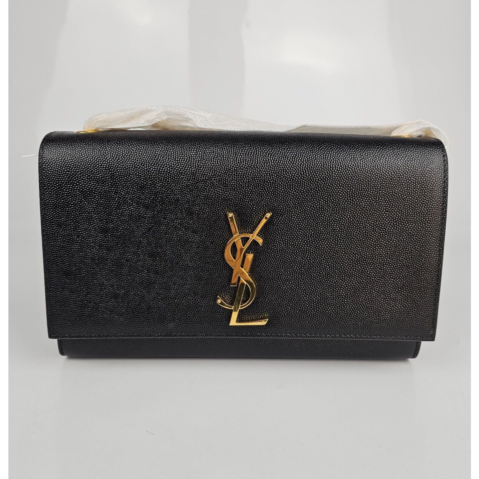 SAINT LAURENT Kate Medium $2400 Black Grain De Poudre Leathe