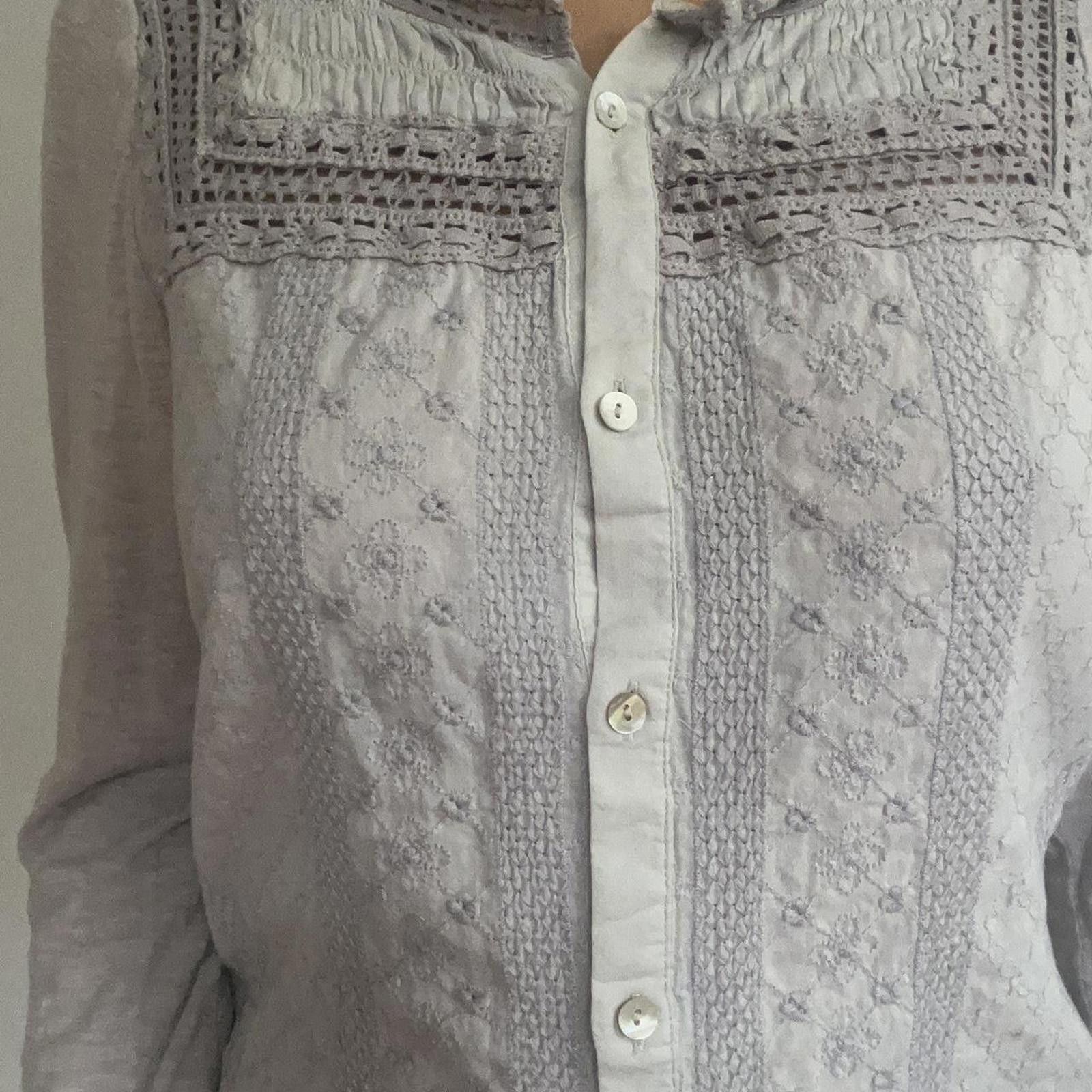 Other Grey and white cotton blouse with embroidery and buttons Size M / US 6-8 / IT 42-44 - 6 Thumbnail