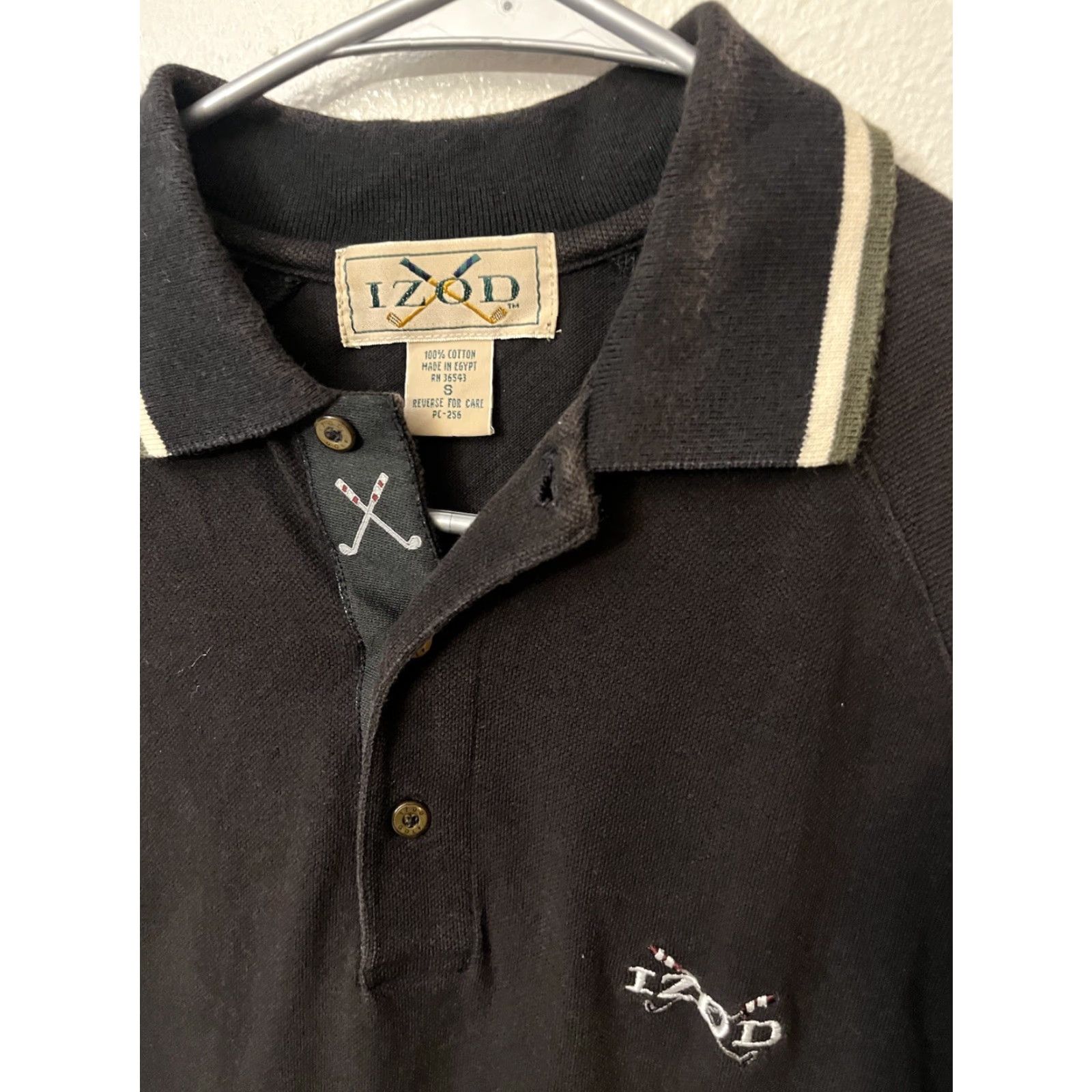 Izod VINTAGE IZOD Shirt Men Small Black 100% Cotton Golf Polo Pique Striped Collar Size US S / EU 44-46 / 1 - 3 Thumbnail