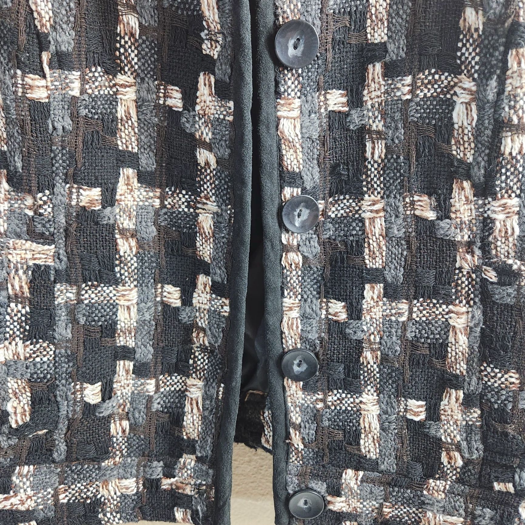 Vintage Christopher & Banks Womens Vest |S| Neutral Textured Knit Buttonfront Pocketed Lined Mock Collar Size S / US 4 / IT 40 - 3 Thumbnail