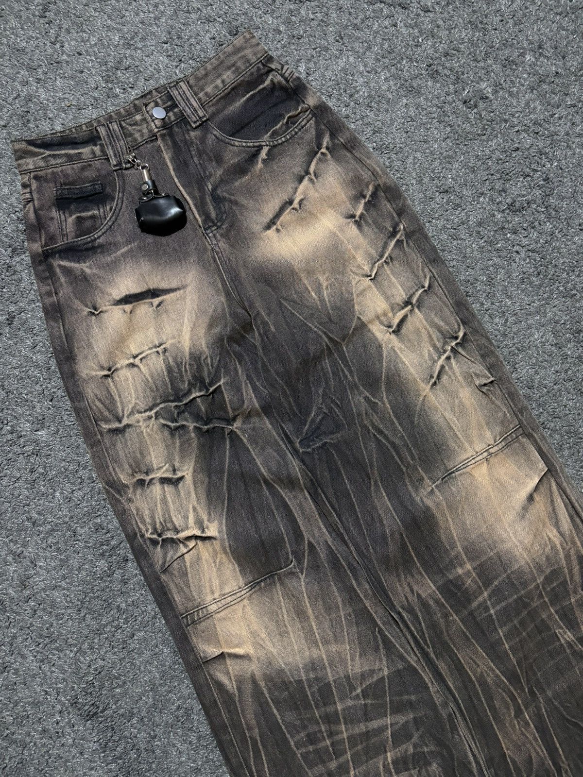 Jean × Vintage Vintage very rare wide super baggy thunder brown jeans Size US 29 - 3 Thumbnail