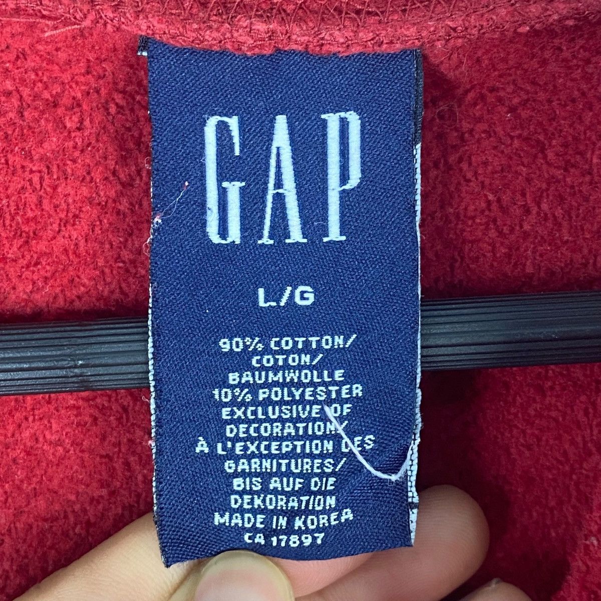 Gap × Vintage Vintage GAP Hoodie Full Zip Big Logo Embroidered Red Size L Size US L / EU 52-54 / 3 - 7 Thumbnail