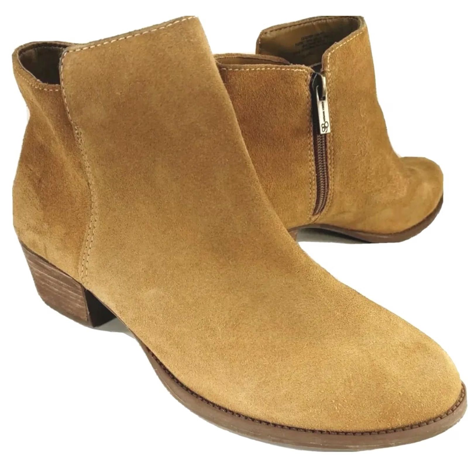 Jessica Simpson JESSICA Simpson Delaine Women's Ankle Boots Tan Suede Leather Block Heel Zip 9.5M Boots Size US 10 / IT 40 - 2 Thumbnail