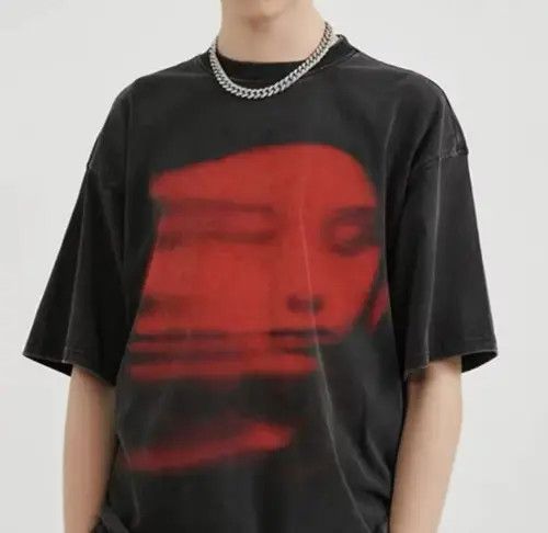 Other Gothic Red FACE Print Black T-Shirt Hipster Graphic Tees Size US S / EU 44-46 / 1 - 2 Thumbnail