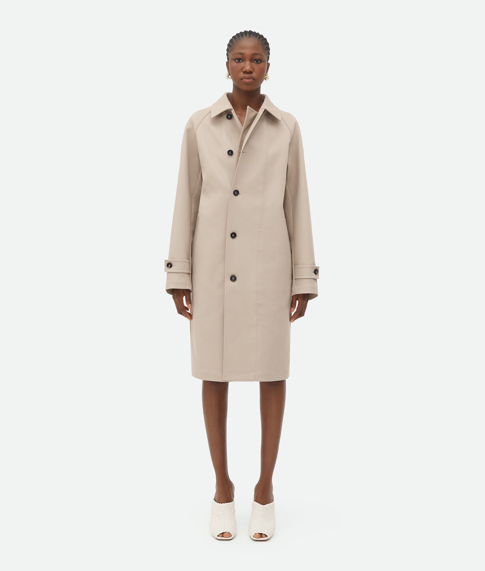 Bottega Veneta o1n1vont1224 Bonded Wool And Cotton Coat in Beige Size M / US 6-8 / IT 42-44 - 1 Thumbnail
