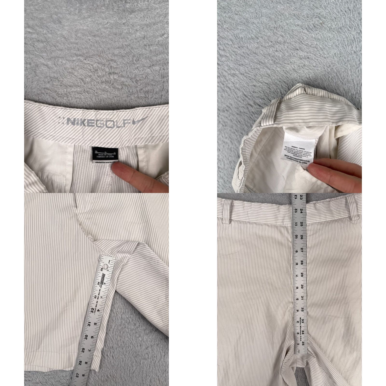 Nike Nike Mens Shorts 36 White Gray Stripe Polyester Golf 36x9 Middl? Size US 36 / EU 52 - 8 Thumbnail