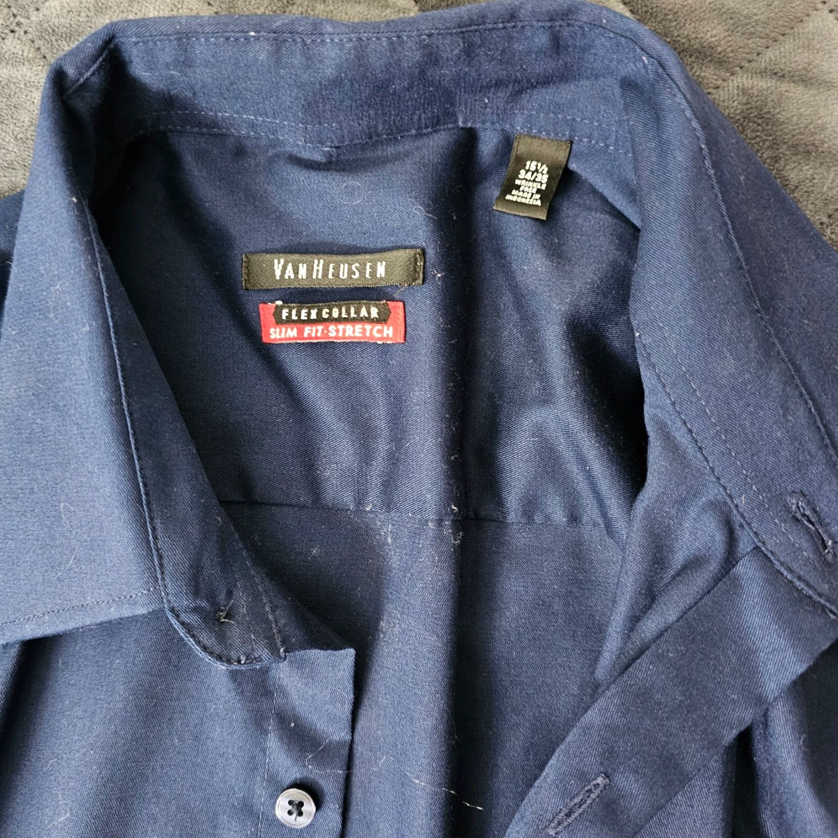 Van Heusen VAN HEUSEN Dress Shirt Slim Fit Long Sleeve Blue 15.5 34/35 Men’s Regular Size Cotton Blend Shirts Size 42R - 2 Thumbnail