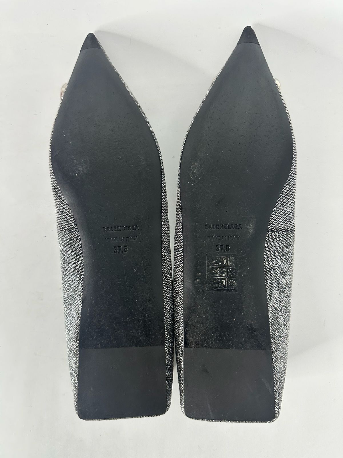Balenciaga Balenciaga Silver Glitter Fabric BB Knife Flats Size 37.5 Size US 7.5 / IT 37.5 - 6 Thumbnail