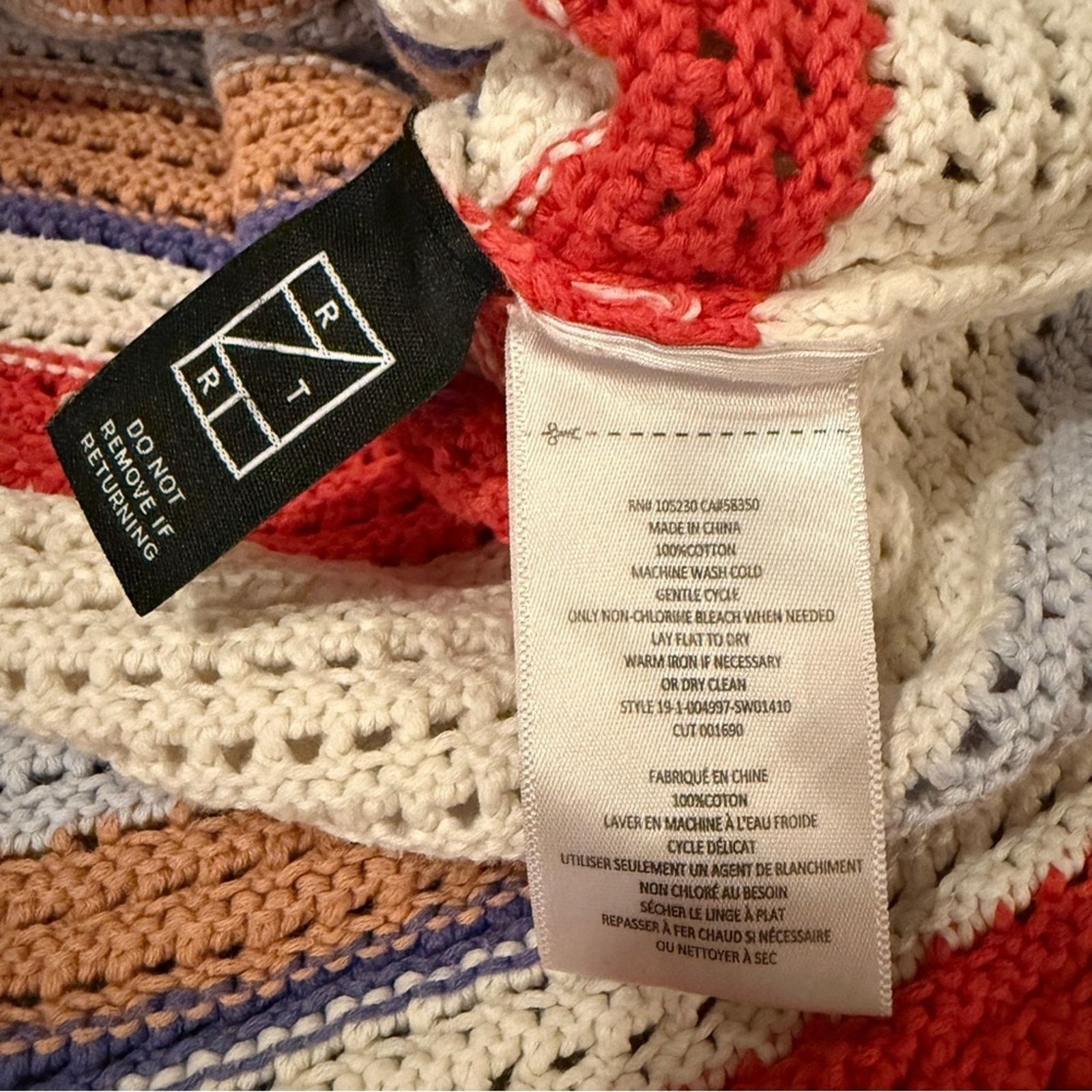Joie Joie Diza White Striped Knit Long Sleeve Cropped Sweater Size L / US 10 / IT 46 - 6 Thumbnail