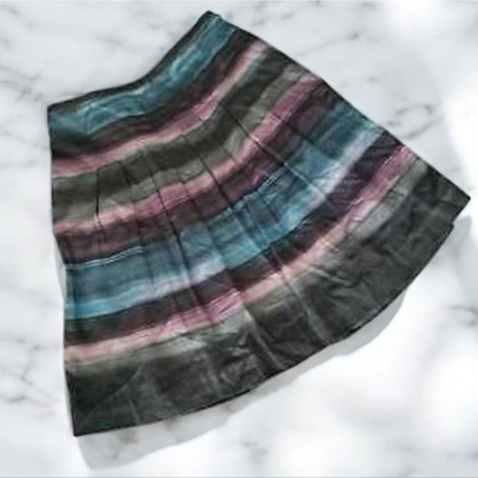 Loft LOFT Pleated Cotton Skirt 2P Multicolor Horizontal Stripes Size 26" / US 2 / IT 38 - 2 Thumbnail