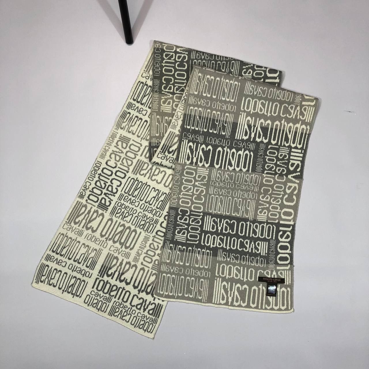 Roberto Cavalli Roberto Cavalli Multilogo Wool Acrylic Scarf Size ONE SIZE - 1 Thumbnail