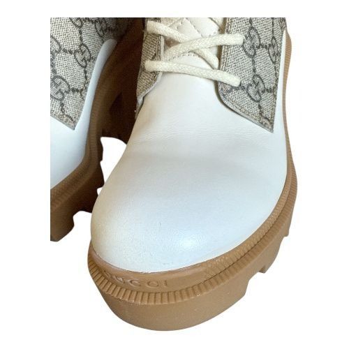 Gucci GUCCI Apollo GG Monogram Combat Boots EU 38 US 8 White Beige Size US 8 / IT 38 - 6 Thumbnail