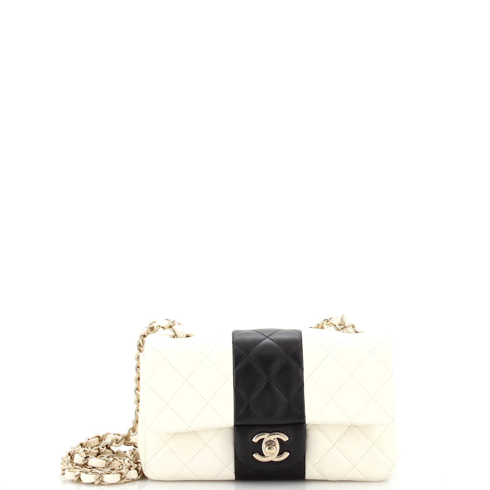 Bicolor Classic Single Flap Bag Quilted Lambskin Mini