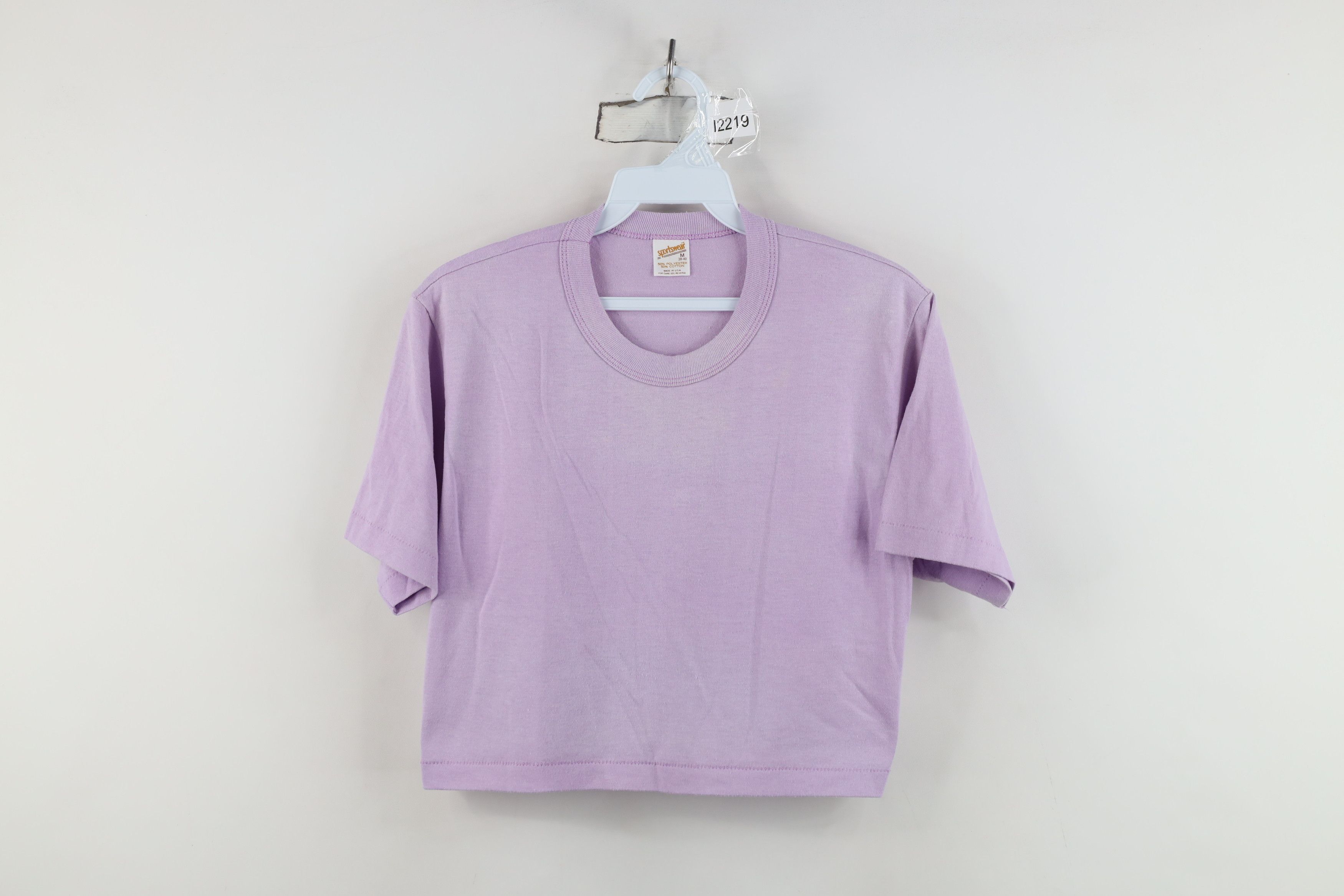 Vintage Vintage 70s Streetwear Cropped T-Shirt Lilac Purple USA Size M / US 6-8 / IT 42-44 - 1 Thumbnail