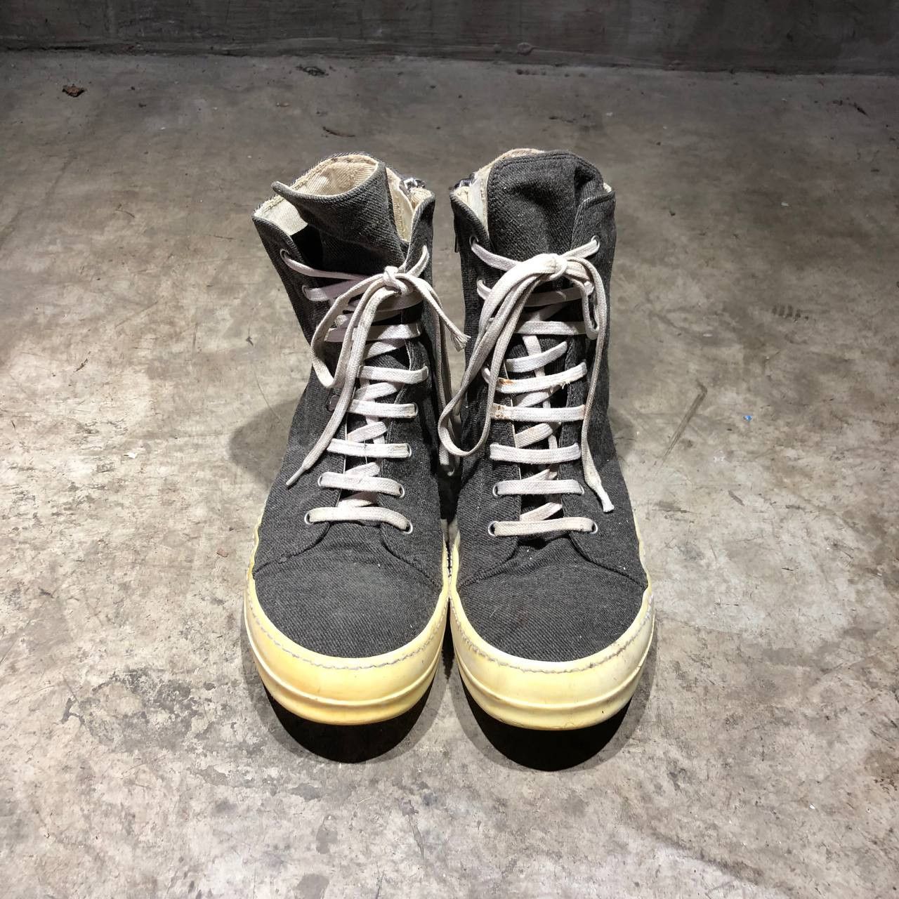 image of Rick Owens Ramones Canvas High Sneakers in Grey, Men's (Size 8)
