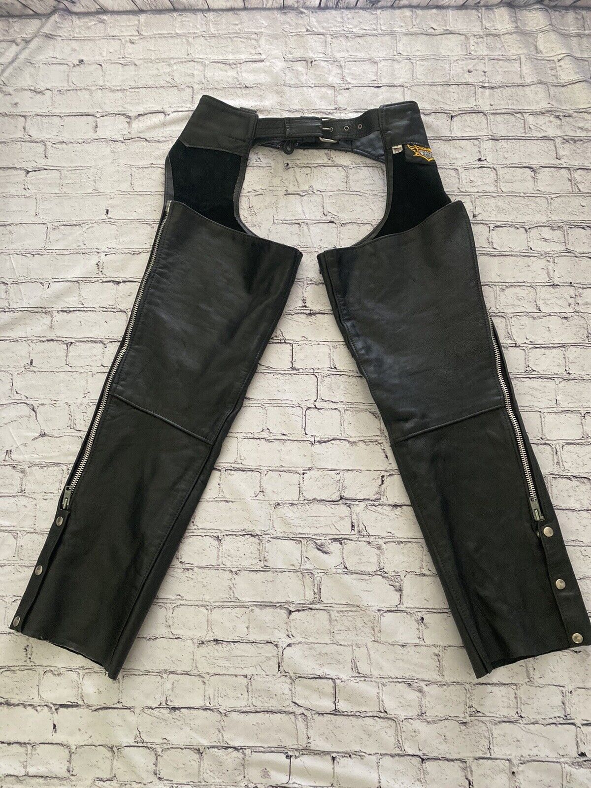 Vintage Universal Rider Black Leather Motorcycle Chaps Size Small 32 ...