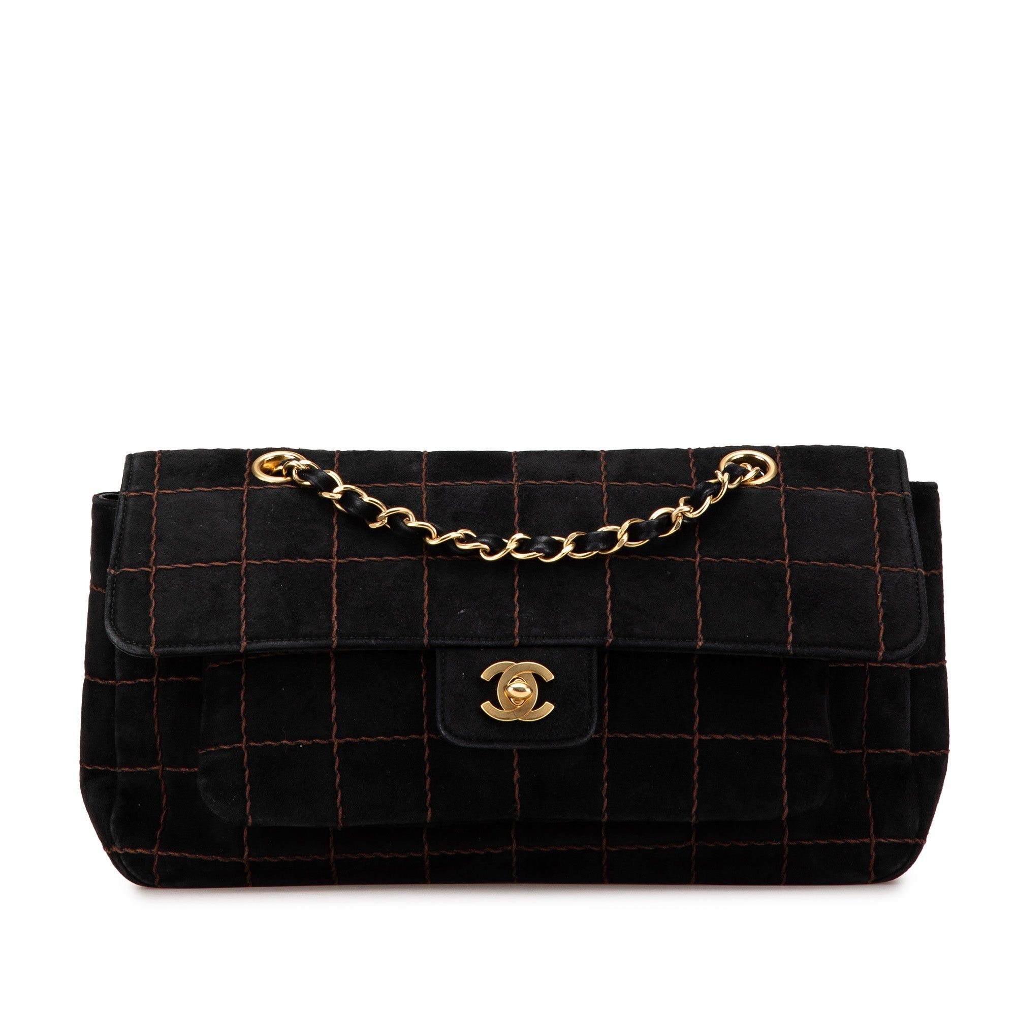 Chanel Chanel Choco Bar Suede Stitched Chain Flap Black Size ONE SIZE - 1 Thumbnail