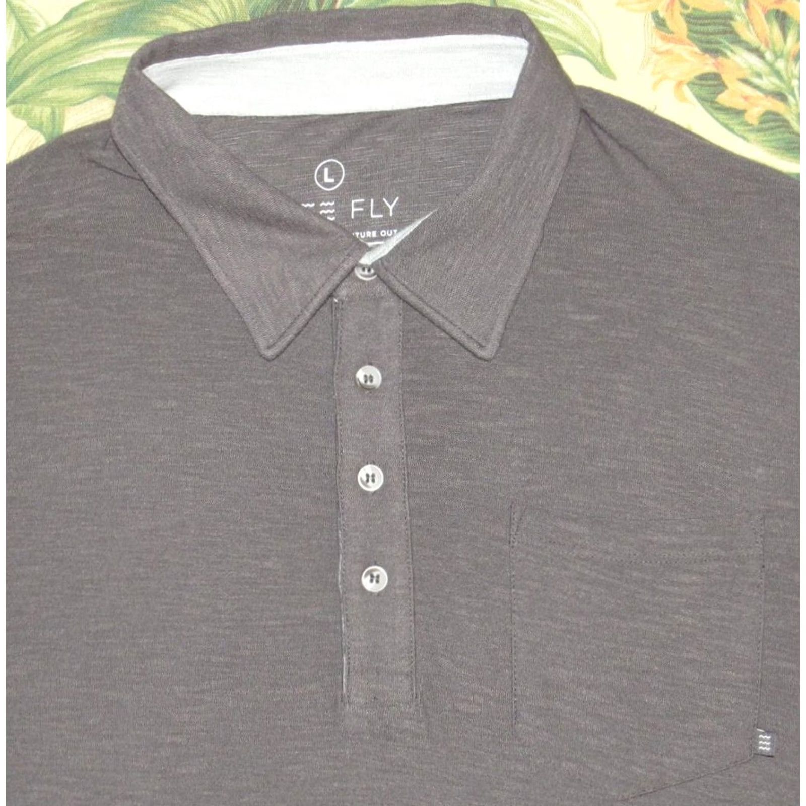 Vintage FREE FLY Grey Bamboo Blend Short Sleeve Polo Shirt Large L Mens Size US L / EU 52-54 / 3 - 2 Thumbnail