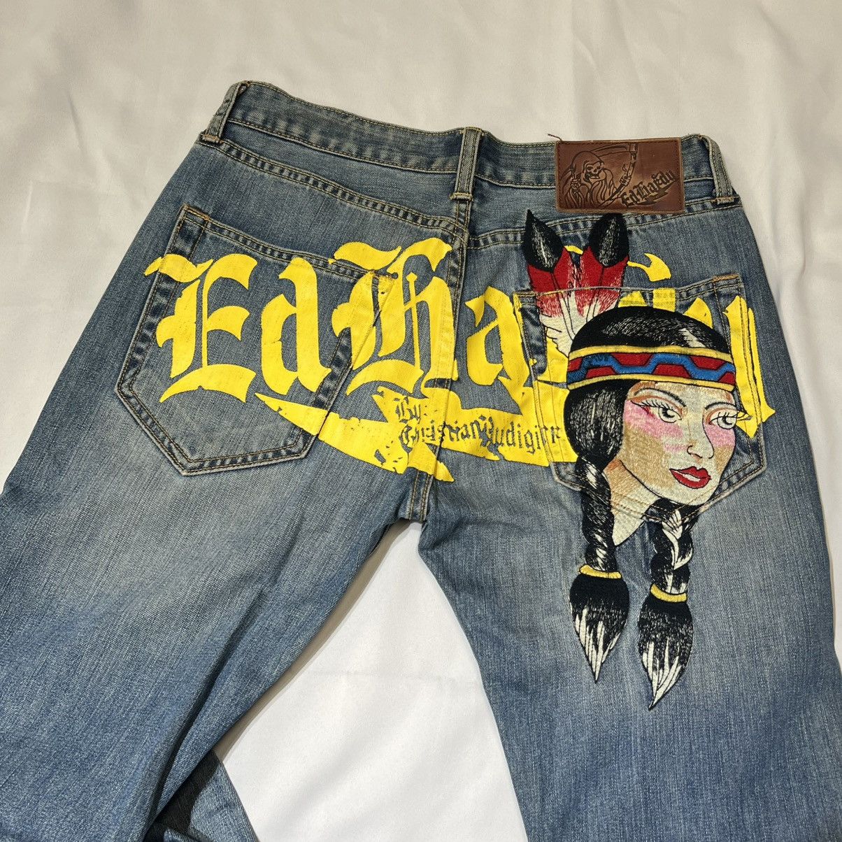 Ed Hardy Ed Hardy Native American Maiden Embroidered Straight Jeans Size US 32 / EU 48 - 5 Thumbnail